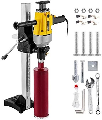 Diamond Core Drill Rig 2180W Concrete Stand Base - Dual Use Punching/Drilling Machine for Masonry Rock Ceramic - Dry Wet Operations
