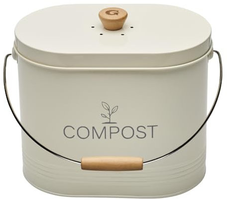 Composteur de cuisine ovale en métal avec filtre 7 litres