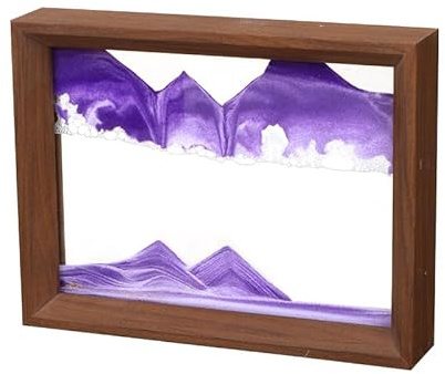 AzureLeap Pittura di Sabbia che Scorre Quadro 3D Sabbia Dinamica Paesaggio Marino, Decorazioni per Casa e Ufficio Giocattolo da Scrivania per Adulti Cornice in Legno [Viola-8]