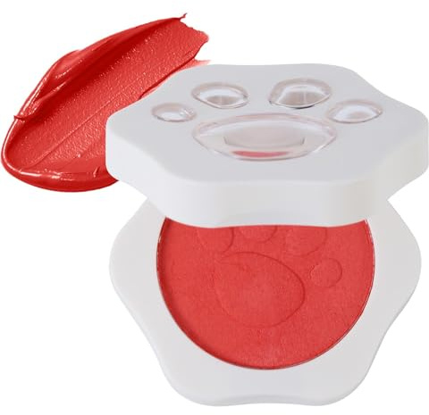 Mjuk krämrouge, matt rouge för kinderna – läppfärg och kinder, matt lera – Cat Claw Design, naturlig krämrodnad med färgad lera för kinderna, förbättrar hudfärgen