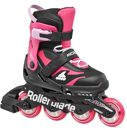 Rollerblade MICROBLADE - Patines en línea para niñas, Color Negro/Rosa, 33-36,5