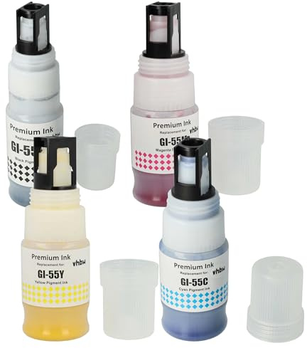 vhbw 4x inchiostro compatibile con Canon MAXIFY GX 2050, GX 2040, GX 1050 stampante - set di ricarica ciano, magenta, nero, giallo pigmentato