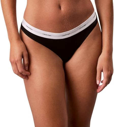 Calvin Klein Tanga Mujer String Thong Tejido elástico, Negro (Black), M