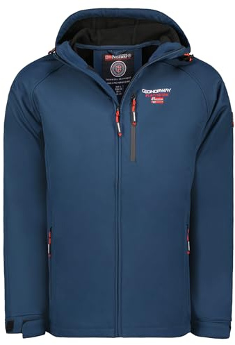 Geographical Norway Takitoama Men - Giacca softshell con cappuccio da uomo impermeabile, giacca da esterno, antivento, tattica, resistente, escursionismo, sci, autunno, inverno, primavera (marina 3XL