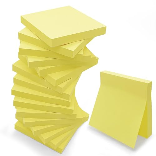 Skythrive Segnapagina 16 Blocchi Giallo Autoadesivi - 76 x 76 mm, 100 Fogli per Blocco, 1.600 Fogli Totali per Ufficio Casa Scuola Riunione