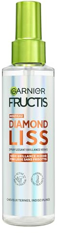 Garnier Fructis Diamond Liss - Spray Cheveux Lissant Brillance Diamant pour Cheveux Lisses & Brillants - Thermo Protecteur - Kératine Végétale & Huile d'Argan - Anti-Frisottis - Anti-Humidité - 150 ml