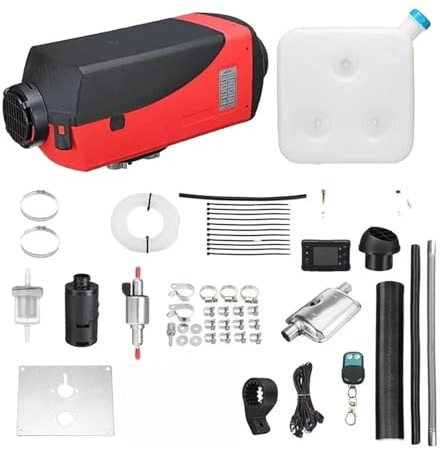 CVPX Riscaldatore d'Aria Diesel da 2/5 KW, 12 V/24 V, Compatibile con Serbatoio da 10 Litri, Riscaldatore da Parcheggio Diesel, Display LCD E Telecomando(2kw)