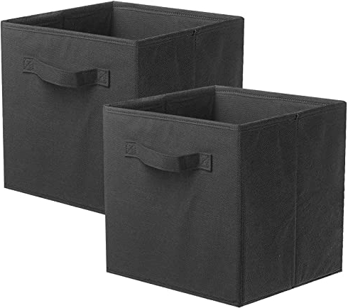 PowerKing Aufbewahrungsbox Organizer aus Stoff, 2 Stück faltbar Aufbewahrungswürfel Aufbewahrung Box in Würfelform, Schwarz