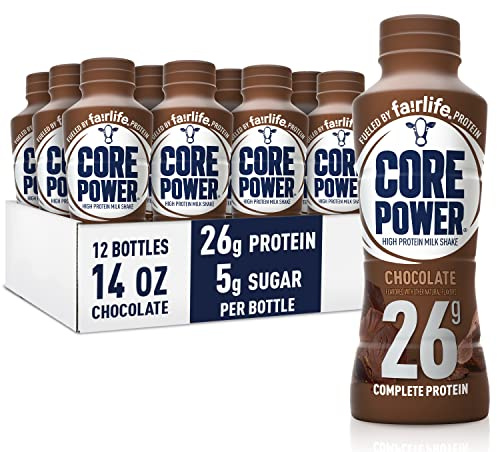 Core Power Protein Shake, Chocolate, 26g Bottle, 14oz, 12 Pack
