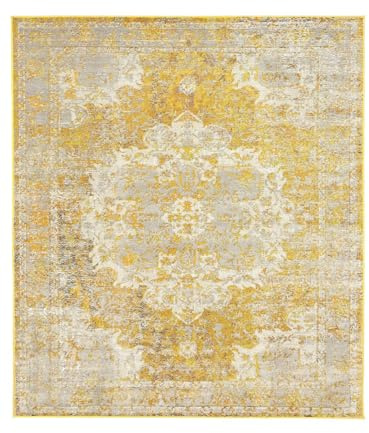 RugVista Nadia, Alfombra, Vintage, 250 x 300 cm, Rectangular, Pelo Medio, Sala de Estar, Comedor, Dormitorio, Cocina, Limpieza en seco, Oeko_Tex_100, Amarillo