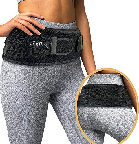 Vriksasana Posture Sacroiliac Hip Belt for Women and Men That Alleviates Sciatic, Pelvic, Lower Back, Leg and Sacral Nerve Pain Caused by Si Joint Dysfunction| Trochanter Brace EXTRA SMALL (Petite, Black)