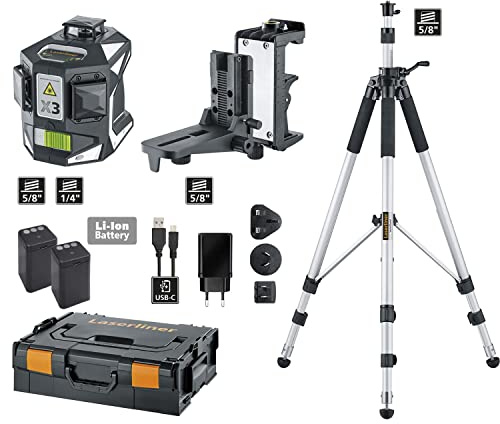 Umarex Laserliner X3-Laser Pro Professionelle Kreuzlinienlaser (dreidimensionaler Laser, horizontal + vertikal, Lasermessgerät mit Akku, Lotfunktion, integrierter Handempfänger-Modus)