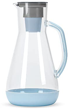 Hydros 64 Ounce Water Filter Pitcher with Patented Fast Flo Tech, 60 Second Quick Fill-Up and BPA-Free Recyclable Filter, Eight Cup Capacity, Blue
