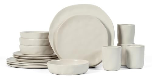 Stone by Mercer Project HEKONDA Stoneware 32-Piece Dinnerware Set, Beige