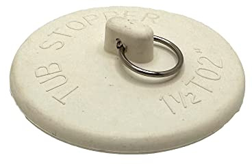 Rocky Mountain Goods Rubber Tub/Sink Stopper for 1 1/2 to 2 Drains - Split Ring for Easy Removal - Stain Proof White Rubber