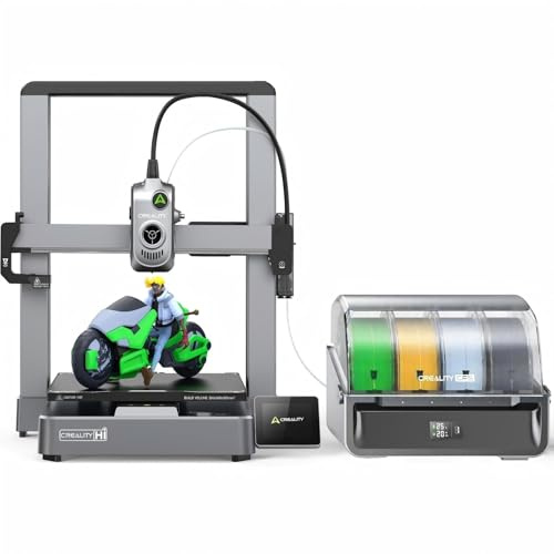 Creality Hi Combo(A) 3D-Drucker, Mehrfarbiger 3D-Drucker mit CFS 95 % vormontiert 500 mm/s hohe Geschwindigkeit Automatische Nivellierung Automatische Filamenterkennung Vollmetallrahmen 260*260*300mm