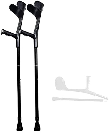 HUIBBGO Muletas de antebrazo, Plateadas/Negras, ergonómicas, Ajustables, Ligeras y Plegables, para Caminar, para Adultos, jóvenes y Mayores.