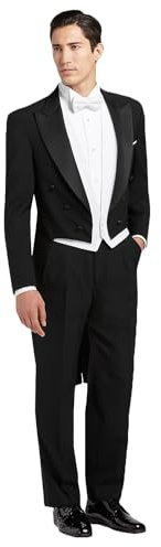Cdkoke Hombre Traje FRAC Chaqueta de Esmoquin de Cola de Golondrina de Doble Botonadura Pantalones de Chaleco para el Rendimiento de la Fiesta