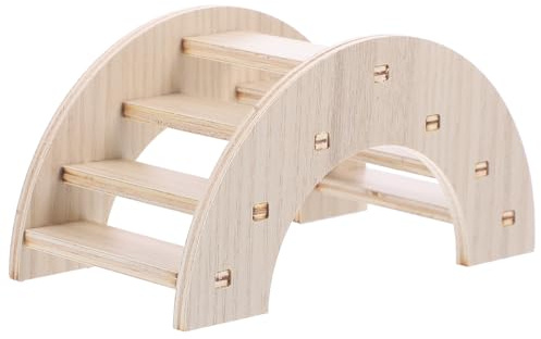 SEWACC Escalera de Entrenamiento de Madera para Hámster y Conejillos de Indias, Juguete Seguro para Morder, Material Sintético Beige Adecuado para Parque Infantil y Escalada de Mascotas
