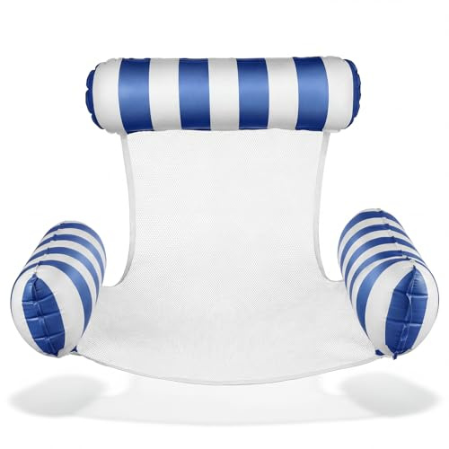 CNMTCCO Sillón hinchable con respaldo y reposabrazos, 3 en 1 para piscina, tumbona flotante y asiento de natación para piscina, lago y playa, cómoda silla de relajación