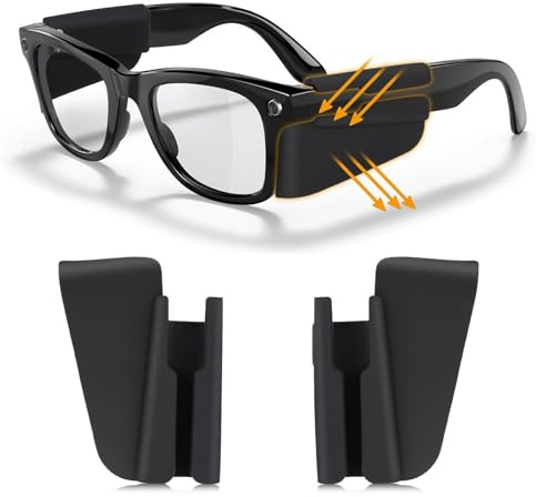 BLPRKOT 2 Pièces Protection Latérale pour Lunettes Intelligentes, Accessoires en Silicone Noir Compatible avec /, Cache de Protection pour Branches de Lunettes, 3.8x5.2cm