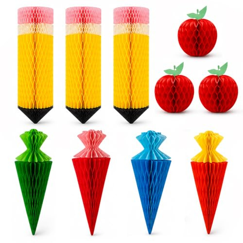 ZMCVOE Back to School Decoration, 10Pcs Small School Cones | Colorful, First Day of School, Enrollment Day and Back to School Decorations