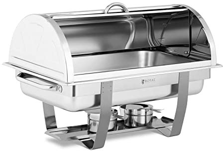 Royal Catering RCCD-RT1_9L Chafing Dish GN 1/1 8,5 L 2 Brennstoffzellen schmaler Stand Warmhaltebehälter Rechaud