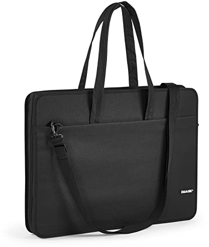 IMAGE Art Portfolio Tasche 23.6 * 17.7 * 3.14 Zoll Kunst Tragespeicher Fall wasserdicht Reißbrett Tasche mit Schultergurt und versteckte Schnalle für Kunstwerk, Skizzieren und Zeichen, Schwarz
