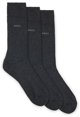 BOSS Herren 3P RS Uni CC Dreier-Pack mittelhohe Socken aus Stretch-Gewebe Anthrazit 39-42