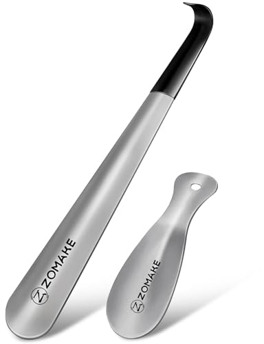 ZOMAKE Shoe Horn Long Handle for Seniors Men Women,Metal Long Shoehorn Boot Horn 16.5,Travel Small Shoe Spoon Helper for Kids 7.5