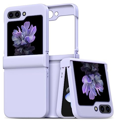 ZCDAYE Samsung Galaxy Z Flip 5 Hülle, Hervorragend texturierte PC Galaxy Z Flip 5 Handyhülle Handytasche Klappbar Schutzhülle Flip Case für Samsung Z Flip 5, Lila