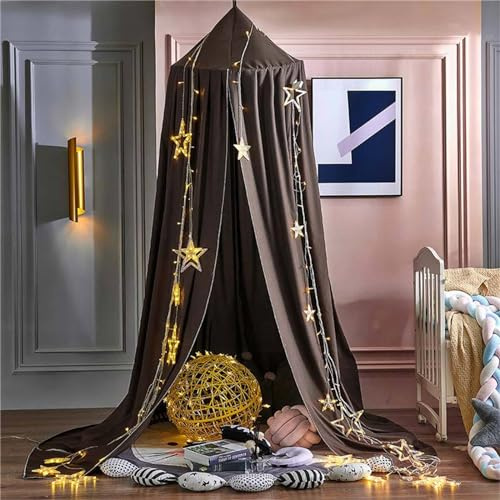 Odot Ciels de Lit Enfants pour Fille et Garcon, Ciel de lit Bébé Dôme Princesse Tente de Lit Moustiquaire Ronde Rideau Baldaquin Chambre pour Maison de Lecture Décoration (65cm,Marron)