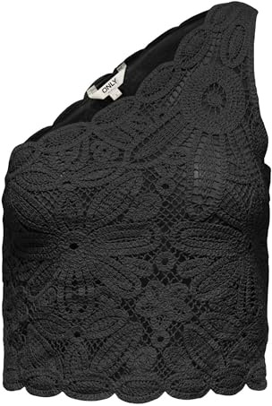 Onlalberte One Shoulder Short Top WVN, svart, M