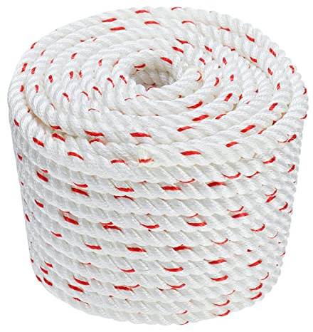 Arborist Bull Rope, High Strength Polyester Pulling and Multipurpose Rigging and Tree Felling Rope-No Eye Splice with Red Tracer for Climb, Pull, Tie, Swing and Knot (150ft x 1/2)