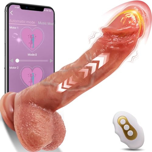 Thrusting Dildo Vibrator Sex Toys for Women, Realistic Dildos Penis with 10 Vibrating & 5 Thrusting Modes for G-Spot Stimulation, Anal Dildo with APP Remote Control Vibrator Couples Men Adult Sex Toys