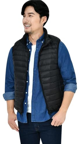 Chaleco Plumas Ligero Hombre Chaleco Plumon para Hombre Acolchado Chalecos Acolchados Hombre Chaleco Guateado Ultraligero de Hombre Abrigo Puffer Chaleco Plumifero Pluma sin Mangas Hombre Negro L