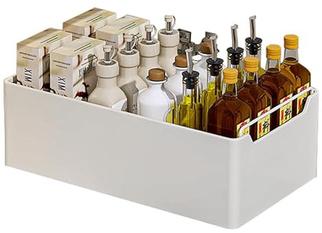 Creperture Cassetto Estensibile per Cucina, Organizzatori da Cucina Estensibili Senza Foratura, Organizzatore per Cassetto di Armadio da Cucina in Metallo Estensibile, Bianco, 20 cm L x 43 cm P x 14