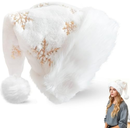 Weihnachtsmütze, Goldene Schneeflocken Weihnachtsmützen, Weihnachtsmütze Kinder, Für Erwachsene Und Familien, Festliche Accessoires Für Weihnachtsfeiern, Kostümpartys Und Weihnachtsdekoration,1 Stück
