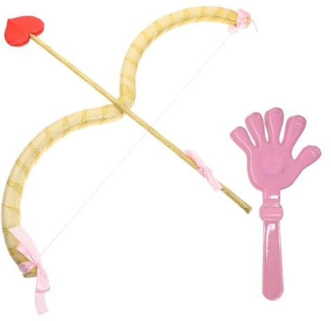 UPKOCH Arco y Flecha de con Palmas de Mano Accesorio Divertido para Disfraces de San Valentín Suministros para Fiestas Temáticas y Complementos para Cosplay Color Dorado y Rosa