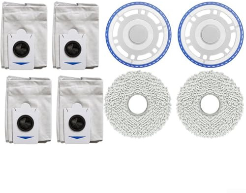 Feegow Kit de almohadillas de repuesto para fregona y bolsas de polvo para ECOVACS T30S Combo/, para serie T30/T50/N30, juego de 8 piezas con trapos de microfibra y soporte de plástico