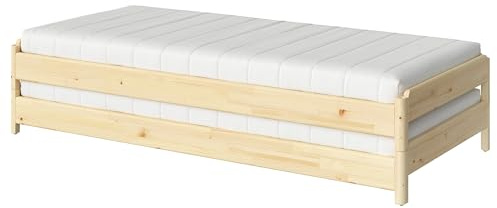 ProTuning UTÅKER Stapelbett mit 2 Matratzen, Kiefer / Åfjäll fest, 80x200 cm