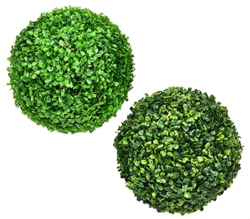 HEATSHAKING Palla Topiaria Artificiale Foglie Naturali Vivide in Plastico Verde 2 Pezzi Decorazione Sospesa per Parete o Soffitto per Casa e Giardino