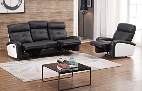 Mapo Möbel Voll-Leder Sofagarnitur Fernsehsofas Relaxsofas 5130-3+1-SW