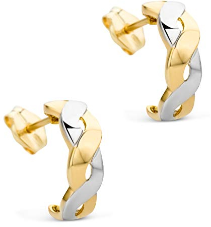 OROVI Ohrringe Gold – 14 Karat (585) Gelbgold und Weißgold – Creolen Gold geflochten, hypoallergene Ohrringe Damen, goldene Ohrstecker, Schmuck Damen, Goldschmuck – inkl. edler Schmuckbox