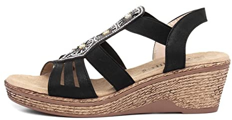 Softlites Womens Black Slip On Wedge Sandal - Size 5 UK - Black