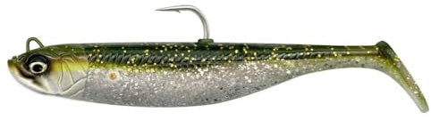 Savage Gear Savage Minnow - Lebendige Kicking Action, Stand-Up Jig Head Design, Ideal für Salzwasser- und Süßwasserangler, Perfekt für Raubfische wie Hecht, Barsch & Zander Grün Silber 12,5 cm