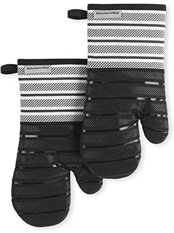 KITCHENAID Albany Ofenhandschuh-Set, mattschwarz, 17,8 x 33 cm, 2 Stück
