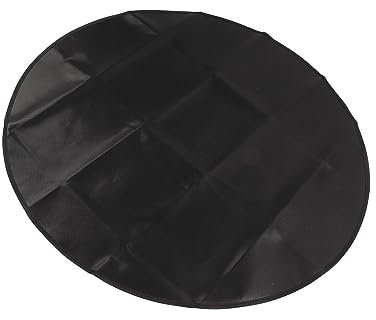Alfombrilla para barbacoa, resistente al fuego, resistente al agua, doble cara, portátil, redonda, base de suelo para hoguera, ahumador, 91,4 cm, color negro