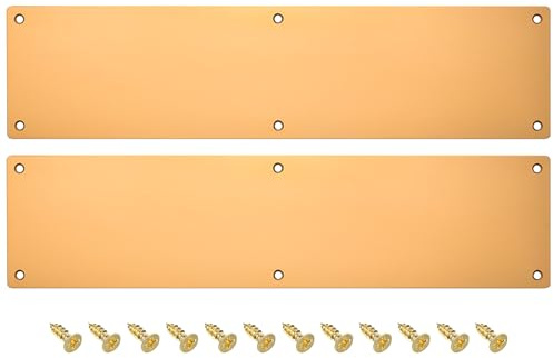 sourcing map 2 Plaques de Protection de Porte, 4 X 16 Pouces, en Aluminium, pour Porte D'Entrée Extérieure Ou Porte Arrière, Évite Les Coups de Pied, Couleur Or