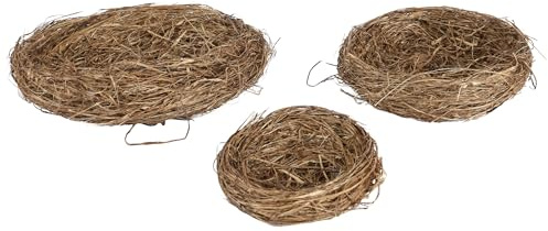 KSD Nido per uccelli vuoto, 20 x 4 cm, set da 3 pezzi per il fai da te e la decorazione per Pasqua, decorazione pasquale, nido naturale marrone, nido realistico, decorazione pasquale ecologica,